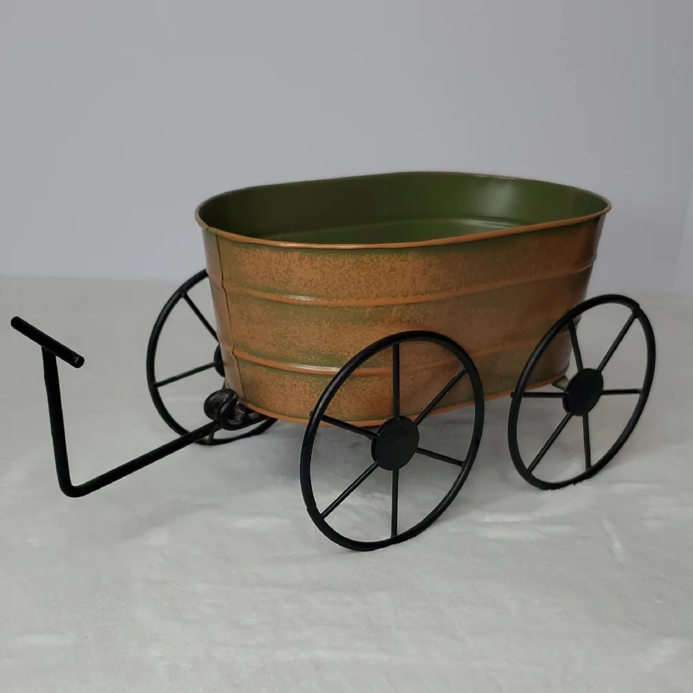 Metal Wagon Planter Decoration Centerpiece Home Decor